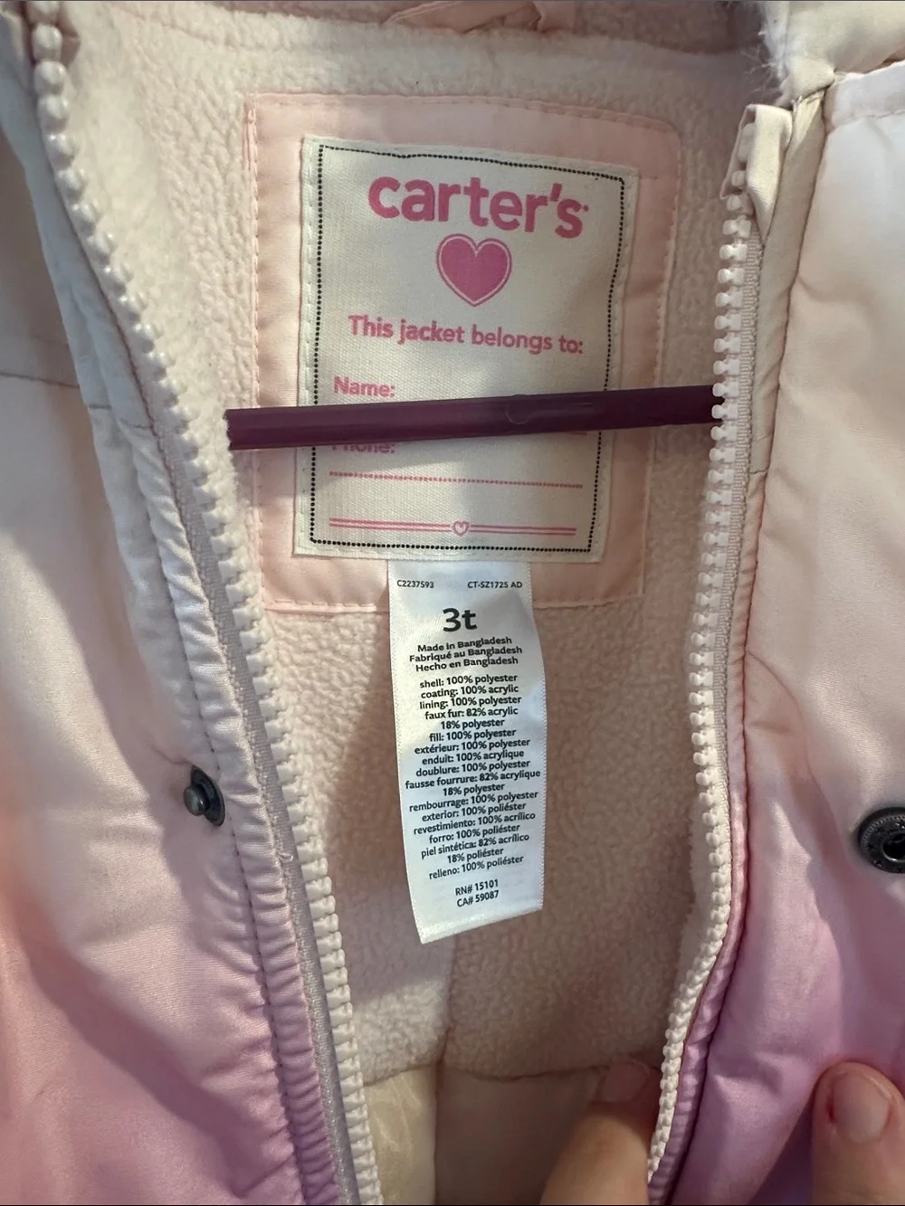 Carter's Girls Ombre Pastel Hooded Snow Suit - Pink Lavender Teal